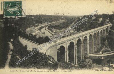 Carte postale ancienne Vue générale du Viaduc et de la Rance — Dinan (Côtes-d'Armor)