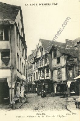 Carte postale ancienne Vieilles Maisons de la Rue de l'Apport — Dinan (Côtes-d'Armor)