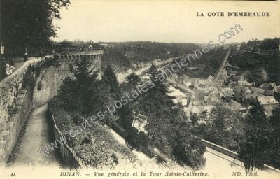 Carte postale ancienne Vue générale et la Tour Sainte-Catherine — Dinan (Côtes-d'Armor)