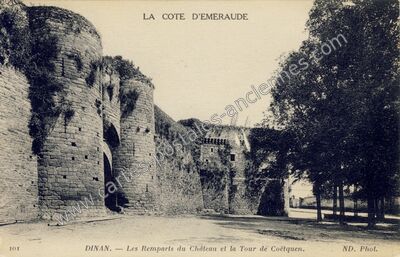 Carte postale ancienne Les Remparts du Château et la Tour de Coëtquen — Dinan (Côtes-d'Armor)