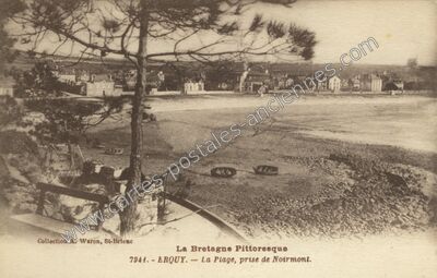 Carte postale ancienne La Plage, prise de Noirmont — Erquy (Côtes-d'Armor)