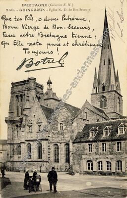 Carte postale ancienne Eglise N.-D. de Bon Secours — Guingamp (Côtes-d'Armor)