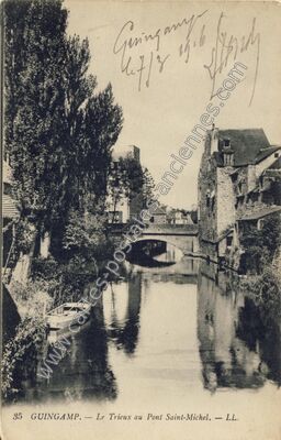 Carte postale ancienne Le Trieux au Pont Saint-Michel — Guingamp (Côtes-d'Armor)