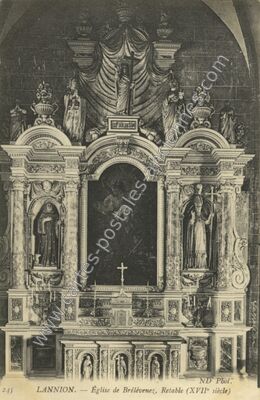Carte postale ancienne Église de Brélévenez, Retable (XVII° siècle) — Lannion (Côtes-d'Armor)
