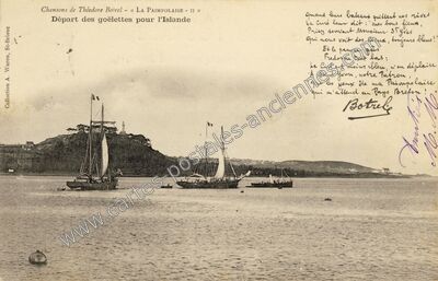 Carte postale ancienne Départ des goëlettes pour l'Islande — Paimpol (Côtes-d'Armor)
