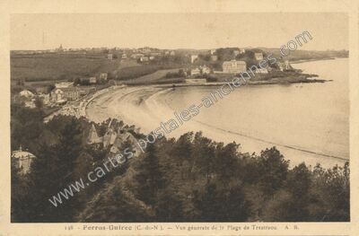 Carte postale ancienne Vue générale de la Plage de Trestraou — Perros-Guirec (Côtes-d'Armor)