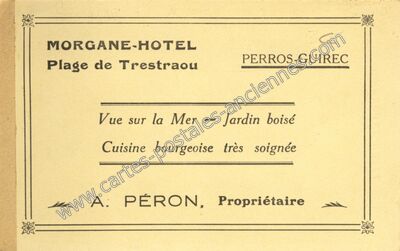 Carte postale ancienne MORGANE-HOTEL, Plage de Trestraou — Perros-Guirec (Côtes-d'Armor)