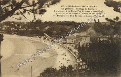 Carte postale ancienne Vue générale de la Plage de Trestraou — Perros-Guirec (Côtes-d'Armor)