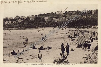 Carte postale ancienne Plage de Trestraou — Perros-Guirec (Côtes-d'Armor)