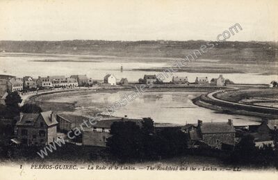 Carte postale ancienne La Rade et le Linkin. — The Roadstead and the « Linkin — Perros-Guirec (Côtes-d'Armor)