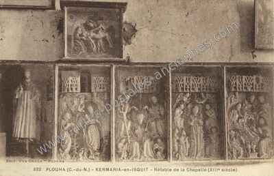Carte postale ancienne KERMARIA-en-ISQUIT - Rétable de la Chapelle (XIIIe siècle) — Plouha (Côtes-d'Armor)