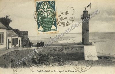 Carte postale ancienne Le Légue, le Phare et la Jetée — Saint-Brieuc (Côtes-d'Armor)
