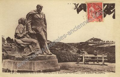 Carte postale ancienne Monument Anatole Le Braz, par Armel Beaufils — Saint-Brieuc (Côtes-d'Armor)