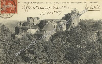 Carte postale ancienne Vue générale du Château (côté Sud) — Tonquédec (Côtes-d'Armor)