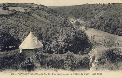 Carte postale ancienne Vue générale sur la Vallée du Guer — Tonquédec (Côtes-d'Armor)