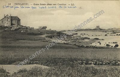 Carte postale ancienne Grève Sainte-Anne vers Coastères — Trégastel (Côtes-d'Armor)