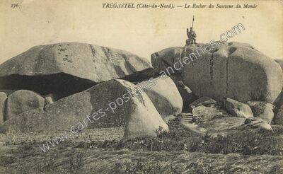Carte postale ancienne Le Rocher du Sauveur du Monde — Trégastel (Côtes-d'Armor)