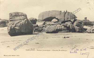 Carte postale ancienne Rochers fantastiques - Cherchez les animaux ! — Trégastel (Côtes-d'Armor)
