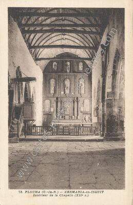 Carte postale ancienne Intérieur de la Chapelle (XIIe s.) — Plouha (Côtes-d'Armor)