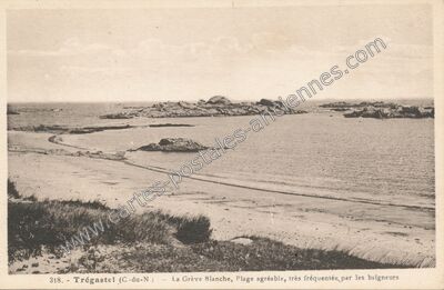 Carte postale ancienne La Grève Blanche, Plage agréable, très fréquentée par les baigneurs — Trégastel (Côtes-d'Armor)
