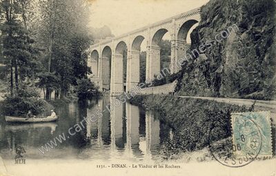 Carte postale ancienne Le Viaduc et les Rochers — Dinan (Côtes-d'Armor)