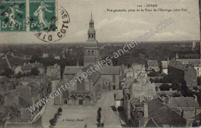 Carte postale ancienne Vue générale, prise de la Tour de l'Horloge (côté Est) — Dinan (Côtes-d'Armor)