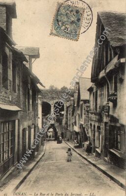 Carte postale ancienne La Rue et la Porte du Jerzual — Dinan (Côtes-d'Armor)