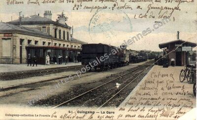 Carte postale ancienne La Gare — Guingamp (Côtes-d'Armor)