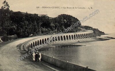 Carte postale ancienne La Route de la Corniche — Perros-Guirec (Côtes-d'Armor)