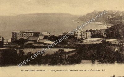 Carte postale ancienne Vue générale de Trestraou vue de la Corniche — Perros-Guirec (Côtes-d'Armor)