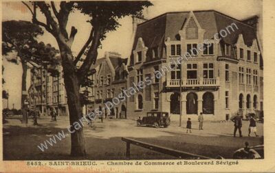 Carte postale ancienne Chambre de Commerce et Boulevard Sévigné — Saint-Brieuc (Côtes-d'Armor)