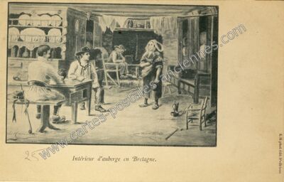 Carte postale ancienne Interieur d'Auberge — Non Localisée (Côtes-d'Armor)