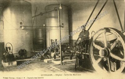 Carte postale ancienne Hôpital - Salle des Machines — Guingamp (Côtes-d'Armor)