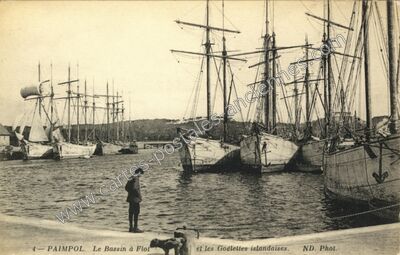 Carte postale ancienne Le Bassin à Flot et les Goélettes islandaises — Paimpol (Côtes-d'Armor)
