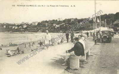 Carte postale ancienne La Plage de Trestraou — Perros-Guirec (Côtes-d'Armor)