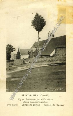 Carte postale ancienne Eglise Bretonne du XIVe siècle classée monument historique Style ogival — Saint-Alban (Côtes-d'Armor)