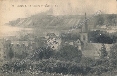 Carte postale ancienne Le Bourg et l'Église — Erquy (Côtes-d'Armor)