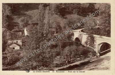 Carte postale ancienne Pont sur la Creuse — Anzême (Creuse)