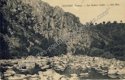 Carte postale ancienne Les Rochers Gallet — Anzême (Creuse)