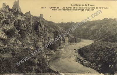 Carte postale ancienne Les Bords de la Creuse - Les Ruines et les rochers au bord de la Creuse Avant la… — Crozant (Creuse)