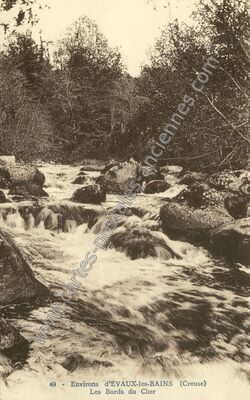 Carte postale ancienne Les Bords du Cher — Évaux-les-Bains (Creuse)