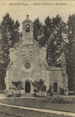 Carte postale ancienne Chapelle du Château du Mas-Laurent — Felletin (Creuse)