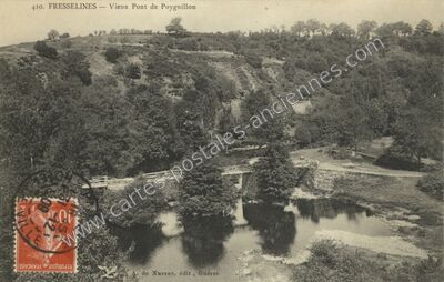 Carte postale ancienne Vieux Pont de Puyguillon — Fresselines (Creuse)
