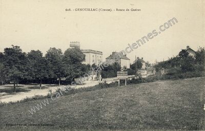 Carte postale ancienne Route de Guéret — Genouillac (Creuse)