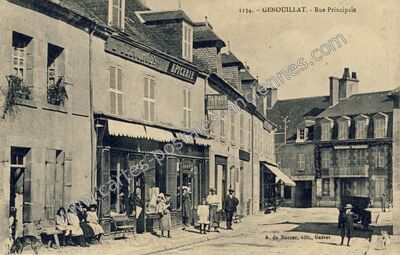 Carte postale ancienne Rue Principale — Genouillac (Creuse)