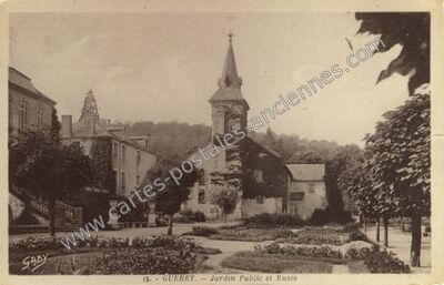 Carte postale ancienne Jardin Public et Musée — Guéret (Creuse)