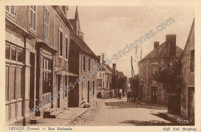 Carte postale ancienne Rue Nationale — Lépaud (Creuse)