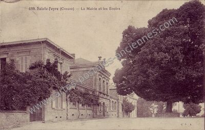 Carte postale ancienne La Mairie et les Ecoles — Sainte-Feyre (Creuse)