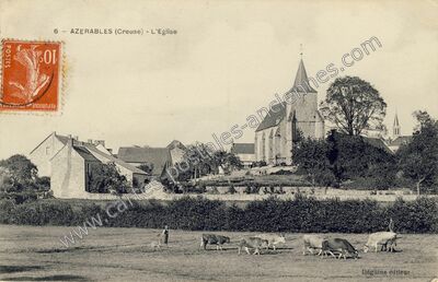 Carte postale ancienne L'Eglise — Azerables (Creuse)