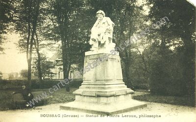 Carte postale ancienne Statue de Pierre Leroux, philosophe — Boussac (Creuse)